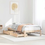 vidaXL Cadru de pat cu sertare, 90x200 cm, lemn masiv pin vidaXL Cadru de pat cu sertare, 90x200 cm, lemn masiv pin