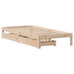 vidaXL Cadru de pat cu sertare, 90x200 cm, lemn masiv pin vidaXL Cadru de pat cu sertare, 90x200 cm, lemn masiv pin