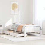 vidaXL Cadru de pat cu sertare, alb, 90x200 cm lemn masiv pin vidaXL Cadru de pat cu sertare, alb, 90x200 cm lemn masiv pin