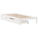 vidaXL Cadru de pat cu sertare, alb, 90x200 cm lemn masiv pin vidaXL Cadru de pat cu sertare, alb, 90x200 cm lemn masiv pin
