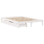 vidaXL Cadru de pat cu sertare, alb, 150x200 cm, lemn masiv pin vidaXL Cadru de pat cu sertare, alb, 150x200 cm, lemn masiv pin