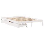 vidaXL Cadru de pat cu sertare, alb, 160x200 cm, lemn masiv pin