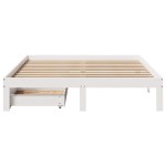 vidaXL Cadru de pat cu sertare, alb, 160x200 cm, lemn masiv pin