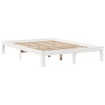 vidaXL Cadru de pat cu sertare, alb, 160x200 cm, lemn masiv pin