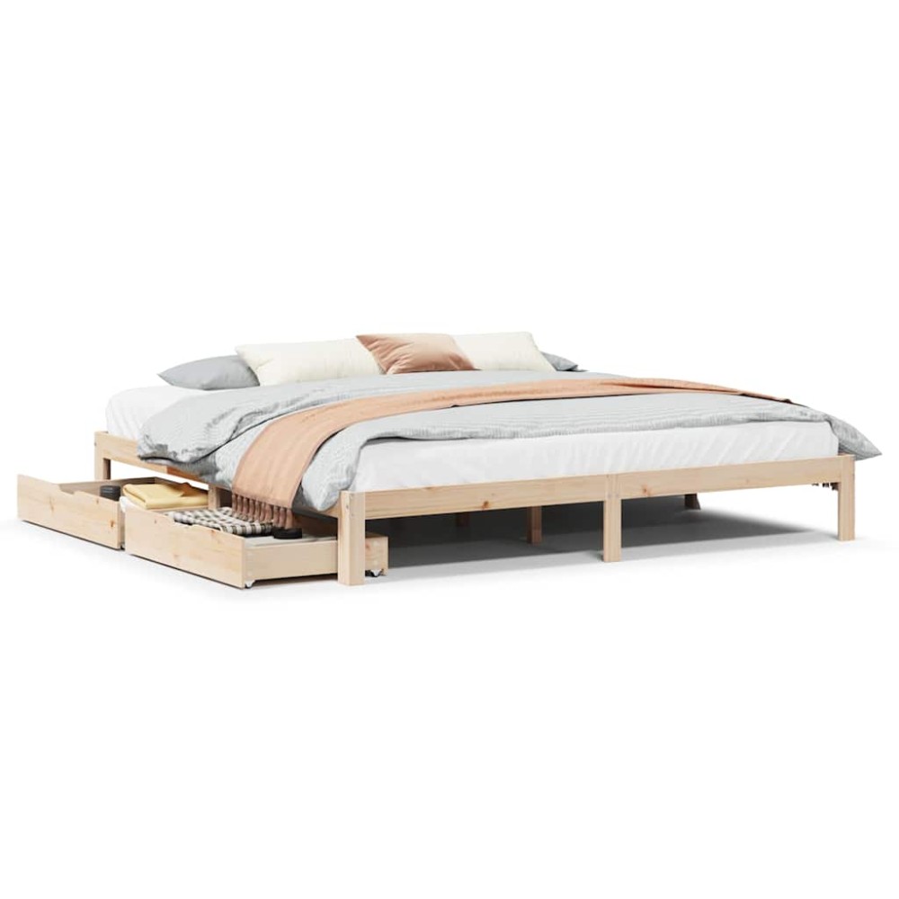 vidaXL Cadru de pat cu sertare 180x200 cm lemn masiv pin