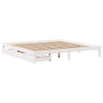 vidaXL Cadru de pat cu sertare, alb, 180x200 cm, lemn masiv pin