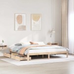 vidaXL Cadru de pat cu sertare, 200x200 cm, lemn masiv pin vidaXL Cadru de pat cu sertare, 200x200 cm, lemn masiv pin