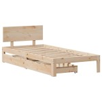 vidaXL Cadru de pat cu sertare, 75x190 cm, lemn masiv de pin