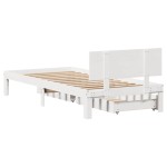 vidaXL Cadru de pat cu sertare, alb, 75x190 cm, lemn masiv de pin vidaXL Cadru de pat cu sertare, alb, 75x190 cm, lemn masiv de pin