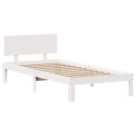 vidaXL Cadru de pat cu sertare, alb, 75x190 cm, lemn masiv de pin vidaXL Cadru de pat cu sertare, alb, 75x190 cm, lemn masiv de pin
