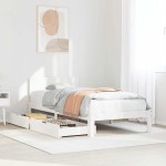 vidaXL Cadru de pat cu sertare, alb, 90x190 cm, lemn masiv de pin vidaXL Cadru de pat cu sertare, alb, 90x190 cm, lemn masiv de pin
