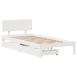 vidaXL Cadru de pat cu sertare, alb, 90x190 cm, lemn masiv de pin vidaXL Cadru de pat cu sertare, alb, 90x190 cm, lemn masiv de pin