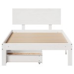 vidaXL Cadru de pat cu sertare, alb, 90x190 cm, lemn masiv de pin vidaXL Cadru de pat cu sertare, alb, 90x190 cm, lemn masiv de pin