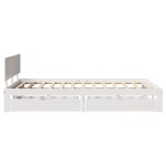 vidaXL Cadru de pat cu sertare, alb, 135x190 cm, lemn masiv de pin