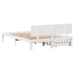 vidaXL Cadru de pat cu sertare, alb, 135x190 cm, lemn masiv de pin