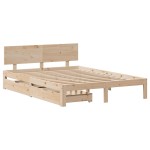 vidaXL Cadru de pat cu sertare, 140x190 cm, lemn masiv de pin vidaXL Cadru de pat cu sertare, 140x190 cm, lemn masiv de pin