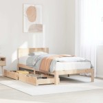 vidaXL Cadru de pat cu sertare, 90x200 cm, lemn masiv pin