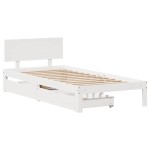 vidaXL Cadru de pat cu sertare, alb, 90x200 cm lemn masiv pin vidaXL Cadru de pat cu sertare, alb, 90x200 cm lemn masiv pin