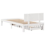 vidaXL Cadru de pat cu sertare, alb, 90x200 cm lemn masiv pin vidaXL Cadru de pat cu sertare, alb, 90x200 cm lemn masiv pin