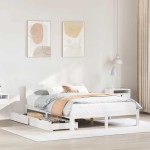 vidaXL Cadru de pat cu sertare, , alb, 120x200 cm, lemn masiv de pin