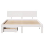 vidaXL Cadru de pat cu sertare, , alb, 120x200 cm, lemn masiv de pin