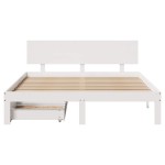 vidaXL Cadru de pat cu sertare, alb, 160x200 cm, lemn masiv pin vidaXL Cadru de pat cu sertare, alb, 160x200 cm, lemn masiv pin