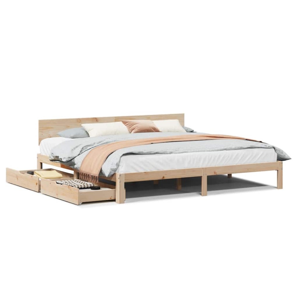 vidaXL Cadru de pat cu sertare 180x200 cm lemn masiv pin