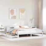 vidaXL Cadru de pat cu sertare, alb, 180x200 cm, lemn masiv pin vidaXL Cadru de pat cu sertare, alb, 180x200 cm, lemn masiv pin