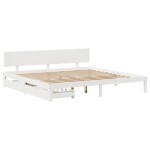 vidaXL Cadru de pat cu sertare, alb, 180x200 cm, lemn masiv pin vidaXL Cadru de pat cu sertare, alb, 180x200 cm, lemn masiv pin