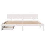 vidaXL Cadru de pat cu sertare, alb, 180x200 cm, lemn masiv pin vidaXL Cadru de pat cu sertare, alb, 180x200 cm, lemn masiv pin