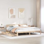 vidaXL Cadru de pat cu sertare, 200x200 cm, lemn masiv pin vidaXL Cadru de pat cu sertare, 200x200 cm, lemn masiv pin