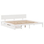 vidaXL Cadru de pat cu sertare, alb, 200x200 cm, lemn masiv de pin vidaXL Cadru de pat cu sertare, alb, 200x200 cm, lemn masiv de pin
