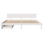 vidaXL Cadru de pat cu sertare, alb, 200x200 cm, lemn masiv de pin vidaXL Cadru de pat cu sertare, alb, 200x200 cm, lemn masiv de pin