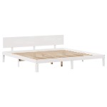 vidaXL Cadru de pat cu sertare, alb, 200x200 cm, lemn masiv de pin vidaXL Cadru de pat cu sertare, alb, 200x200 cm, lemn masiv de pin