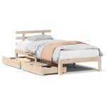 vidaXL Cadru de pat cu sertare, 75x190 cm, lemn masiv de pin vidaXL Cadru de pat cu sertare, 75x190 cm, lemn masiv de pin