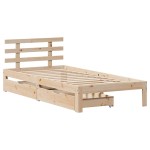 vidaXL Cadru de pat cu sertare, 75x190 cm, lemn masiv de pin vidaXL Cadru de pat cu sertare, 75x190 cm, lemn masiv de pin