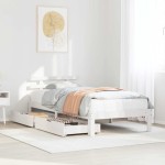 vidaXL Cadru de pat cu sertare, alb, 75x190 cm, lemn masiv de pin vidaXL Cadru de pat cu sertare, alb, 75x190 cm, lemn masiv de pin