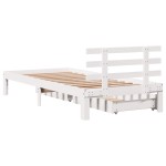 vidaXL Cadru de pat cu sertare, alb, 75x190 cm, lemn masiv de pin vidaXL Cadru de pat cu sertare, alb, 75x190 cm, lemn masiv de pin