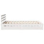 vidaXL Cadru de pat cu sertare, alb, 135x190 cm, lemn masiv de pin