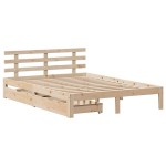 vidaXL Cadru de pat cu sertare, 140x190 cm, lemn masiv de pin
