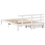 vidaXL Cadru de pat cu sertare, alb, 160x200 cm, lemn masiv pin vidaXL Cadru de pat cu sertare, alb, 160x200 cm, lemn masiv pin