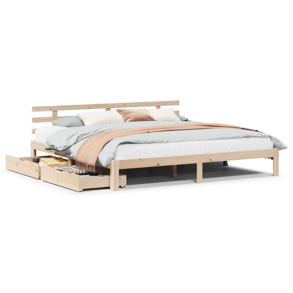 vidaXL Cadru de pat cu sertare 180x200 cm lemn masiv pin