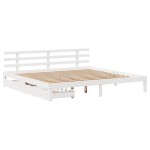 vidaXL Cadru de pat cu sertare, alb, 180x200 cm, lemn masiv pin vidaXL Cadru de pat cu sertare, alb, 180x200 cm, lemn masiv pin