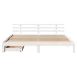 vidaXL Cadru de pat cu sertare, alb, 200x200 cm, lemn masiv de pin vidaXL Cadru de pat cu sertare, alb, 200x200 cm, lemn masiv de pin