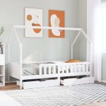 vidaXL Cadru de pat cu sertare de copii, 90x200 cm, lemn masiv pin