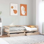 vidaXL Pat de zi cu sertare, 80x200 cm, lemn masiv pin
