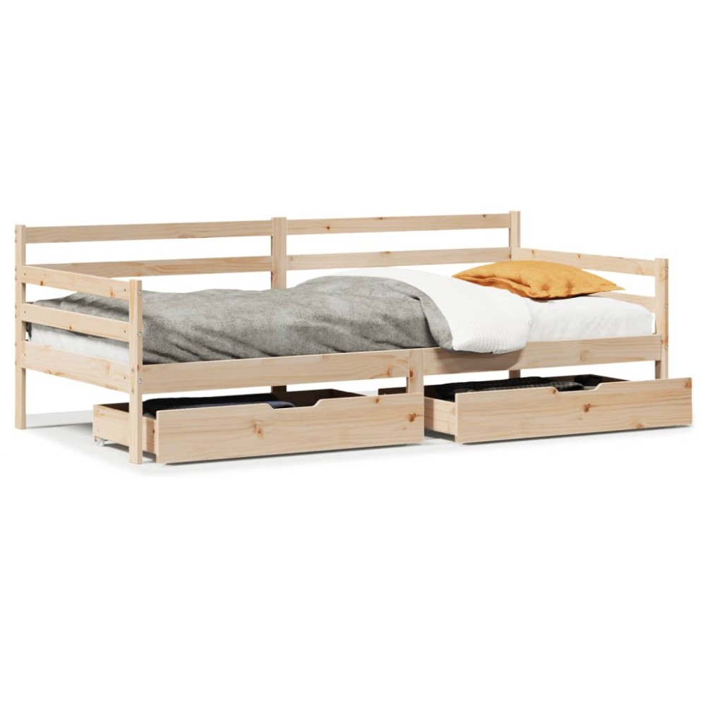 vidaXL Pat de zi cu sertare, 90x200 cm, lemn masiv pin