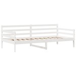 vidaXL Pat de zi cu sertare, alb, 90x200 cm, lemn masiv pin