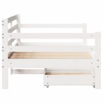 vidaXL Pat de zi cu sertare, alb, 90x200 cm, lemn masiv pin