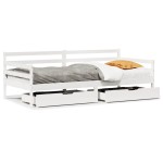 vidaXL Pat de zi cu sertare, alb, 90x190 cm, lemn masiv pin